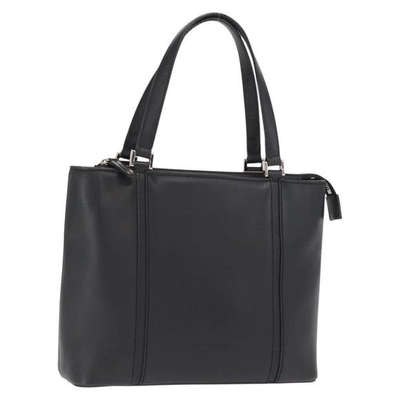 BURBERRY Hand Bag Leather Black Silver Auth BA10233