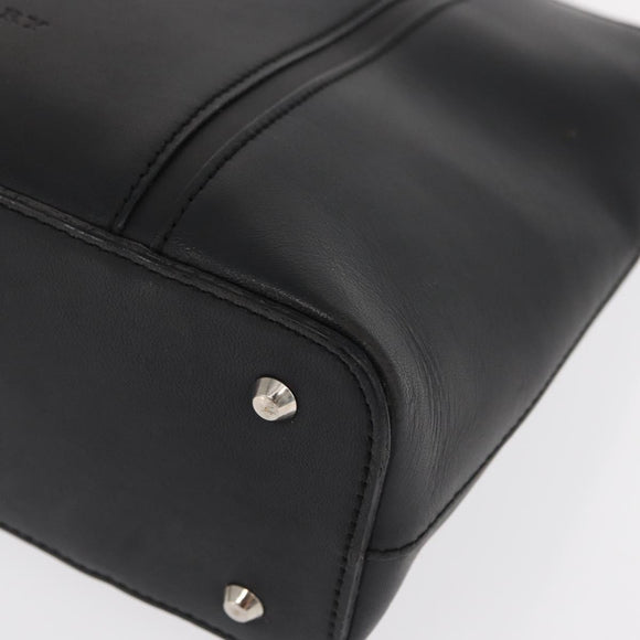 BURBERRY Hand Bag Leather Black Silver Auth BA10233