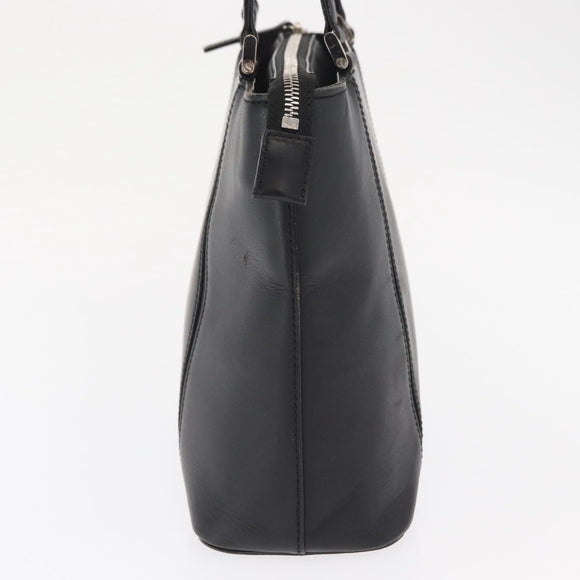 BURBERRY Hand Bag Leather Black Silver Auth BA10233