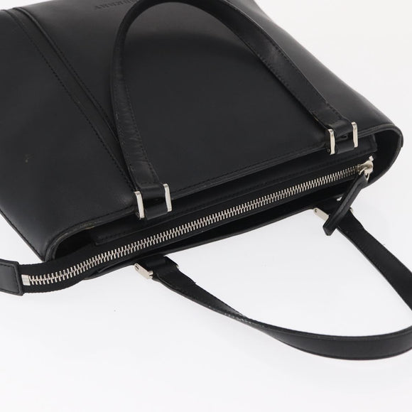 BURBERRY Hand Bag Leather Black Silver Auth BA10233