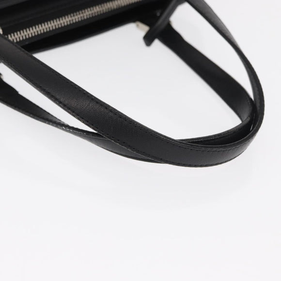 BURBERRY Hand Bag Leather Black Silver Auth BA10233