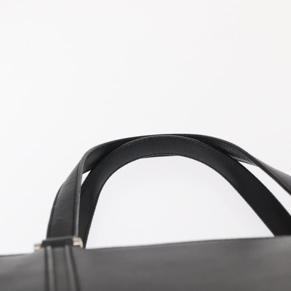 BURBERRY Hand Bag Leather Black Silver Auth BA10233