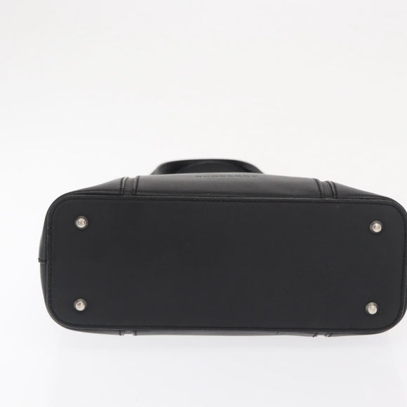 BURBERRY Hand Bag Leather Black Silver Auth BA10233