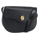 Christian Dior Shoulder Bag Leather Black Gold Auth BA10234-1