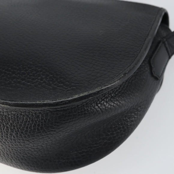 Christian Dior Shoulder Bag Leather Black Gold Auth BA10234