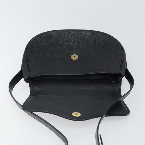 Christian Dior Shoulder Bag Leather Black Gold Auth BA10234
