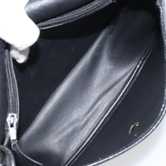 Christian Dior Shoulder Bag Leather Black Gold Auth BA10234