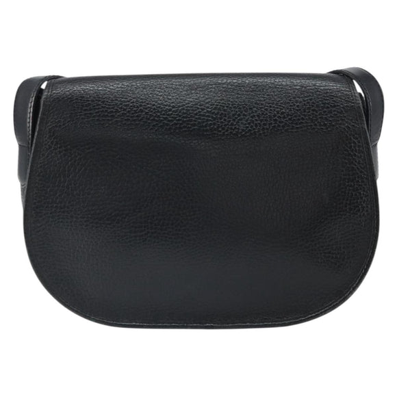 Christian Dior Shoulder Bag Leather Black Gold Auth BA10234