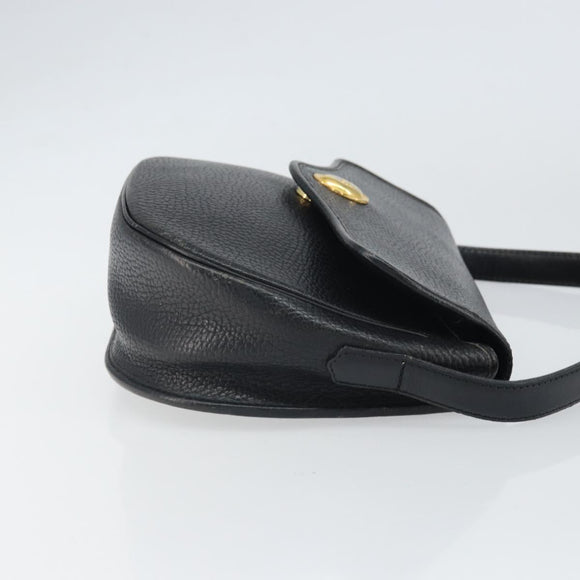 Christian Dior Shoulder Bag Leather Black Gold Auth BA10234