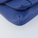 MCM Chain Shoulder Bag Leather Blue Gold Auth BA10236V-11