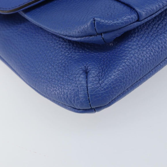 MCM Chain Shoulder Bag Leather Blue Gold Auth BA10236V