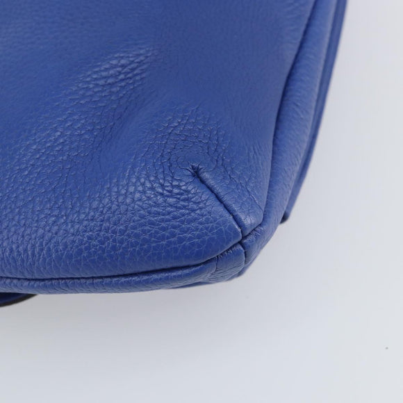 MCM Chain Shoulder Bag Leather Blue Gold Auth BA10236V