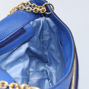 MCM Chain Shoulder Bag Leather Blue Gold Auth BA10236V-18