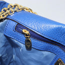 MCM Chain Shoulder Bag Leather Blue Gold Auth BA10236V-20