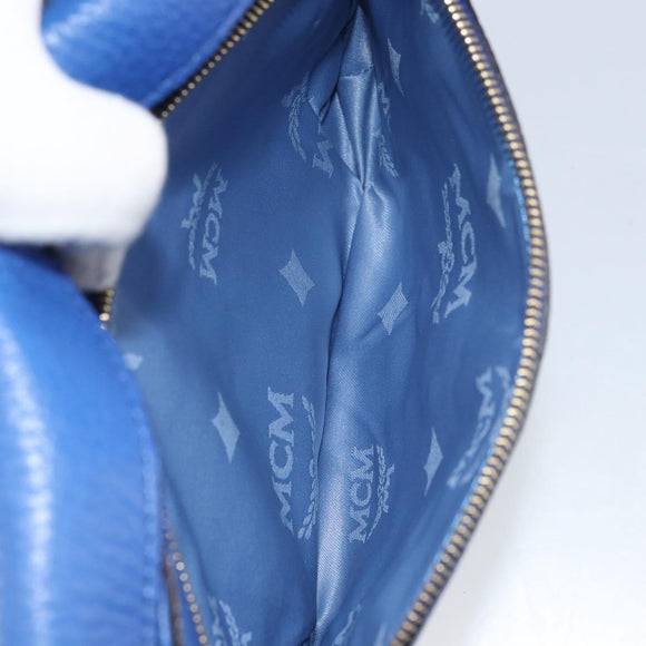 MCM Chain Shoulder Bag Leather Blue Gold Auth BA10236V