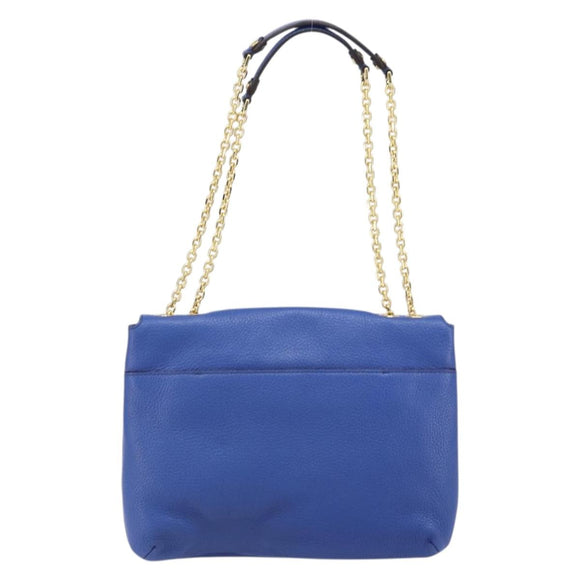 MCM Chain Shoulder Bag Leather Blue Gold Auth BA10236V