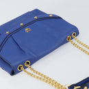 MCM Chain Shoulder Bag Leather Blue Gold Auth BA10236V-6