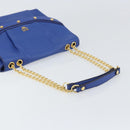MCM Chain Shoulder Bag Leather Blue Gold Auth BA10236V-7