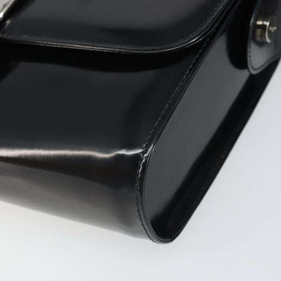 Salvatore Ferragamo Shoulder Bag Patent leather Black Silver Auth BA10238