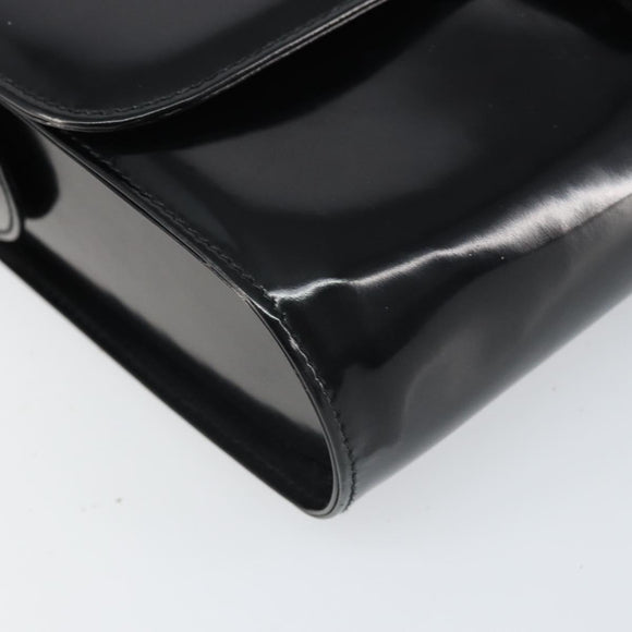 Salvatore Ferragamo Shoulder Bag Patent leather Black Silver Auth BA10238