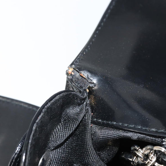Salvatore Ferragamo Shoulder Bag Patent leather Black Silver Auth BA10238