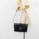 Salvatore Ferragamo Shoulder Bag Patent leather Black Silver Auth BA10238-24