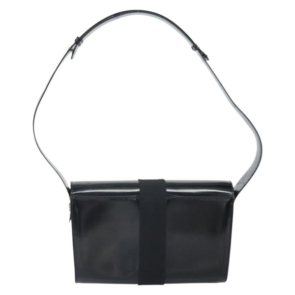 Salvatore Ferragamo Shoulder Bag Patent leather Black Silver Auth BA10238