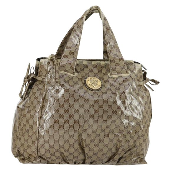 GUCCI GG Crystal Tote Bag Coated Canvas Beige Gold 197022 Auth BA10241