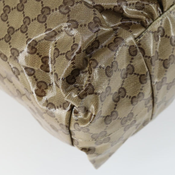 GUCCI GG Crystal Tote Bag Coated Canvas Beige Gold 197022 Auth BA10241