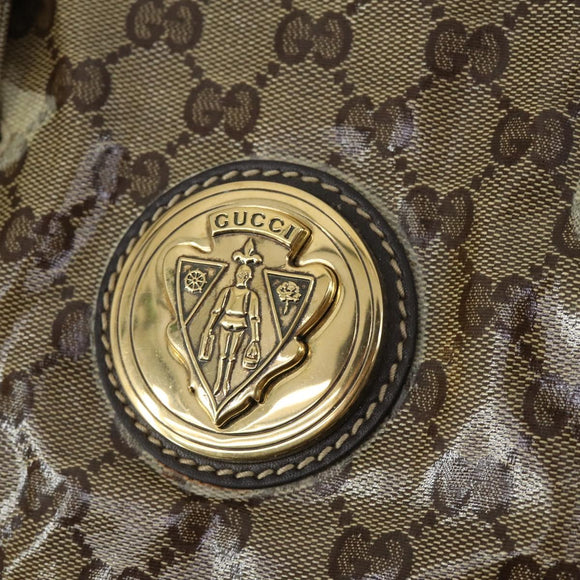 GUCCI GG Crystal Tote Bag Coated Canvas Beige Gold 197022 Auth BA10241