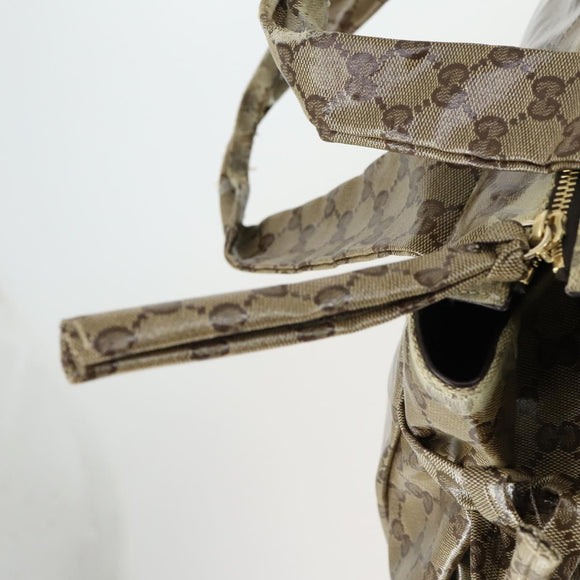 GUCCI GG Crystal Tote Bag Coated Canvas Beige Gold 197022 Auth BA10241