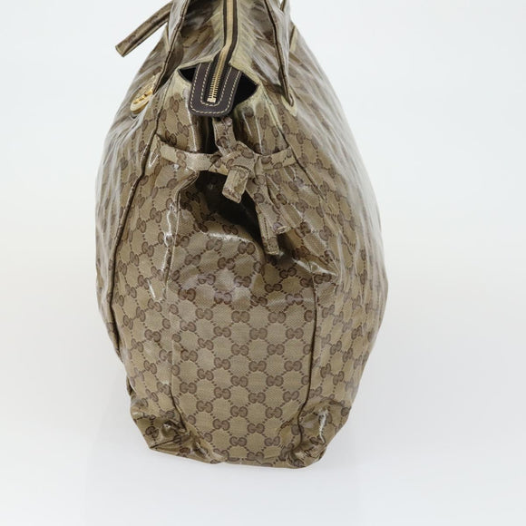 GUCCI GG Crystal Tote Bag Coated Canvas Beige Gold 197022 Auth BA10241