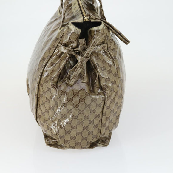 GUCCI GG Crystal Tote Bag Coated Canvas Beige Gold 197022 Auth BA10241