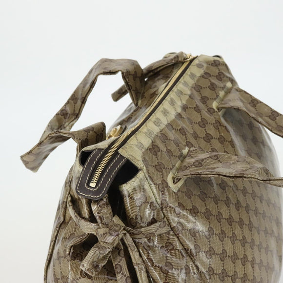 GUCCI GG Crystal Tote Bag Coated Canvas Beige Gold 197022 Auth BA10241