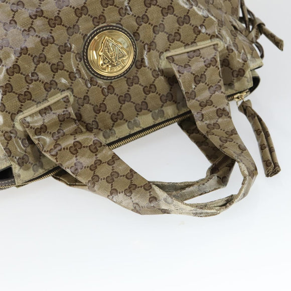 GUCCI GG Crystal Tote Bag Coated Canvas Beige Gold 197022 Auth BA10241