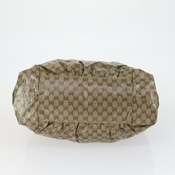 GUCCI GG Crystal Tote Bag Coated Canvas Beige Gold 197022 Auth BA10241