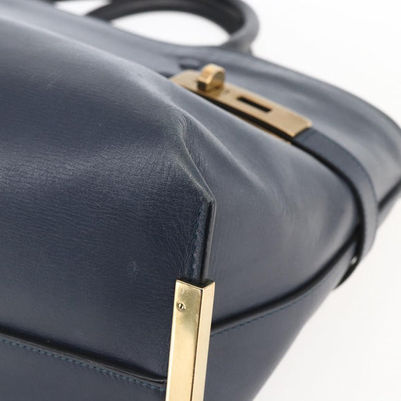 Chloe Tote Bag Leather Navy Gold Auth BA10243