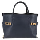 Chloe Tote Bag Leather Navy Gold Auth BA10243-13