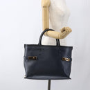 Chloe Tote Bag Leather Navy Gold Auth BA10243-21