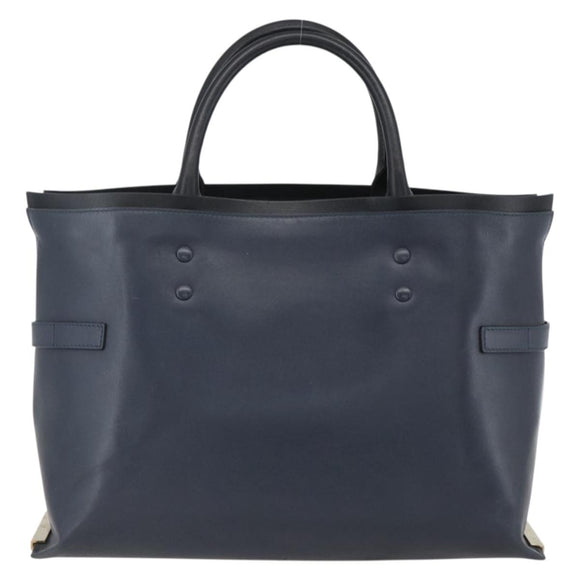 Chloe Tote Bag Leather Navy Gold Auth BA10243