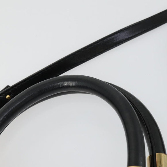 Chloe Victoria Hand Bag Leather 2way Black Gold Auth BA10246