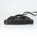 Chloe Victoria Hand Bag Leather 2way Black Gold Auth BA10246-11