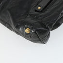 Chloe Victoria Hand Bag Leather 2way Black Gold Auth BA10246-16