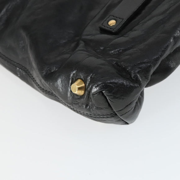 Chloe Victoria Hand Bag Leather 2way Black Gold Auth BA10246