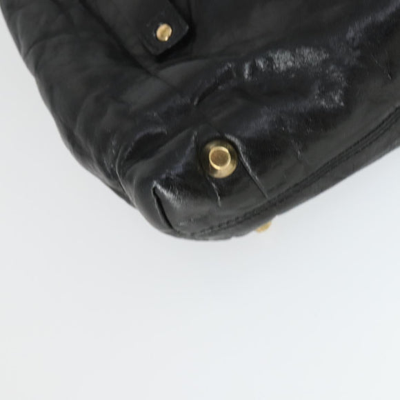 Chloe Victoria Hand Bag Leather 2way Black Gold Auth BA10246