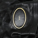 Chloe Victoria Hand Bag Leather 2way Black Gold Auth BA10246-16