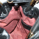 Chloe Victoria Hand Bag Leather 2way Black Gold Auth BA10246-18