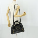 Chloe Victoria Hand Bag Leather 2way Black Gold Auth BA10246-22