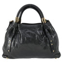 Chloe Victoria Hand Bag Leather 2way Black Gold Auth BA10246-3