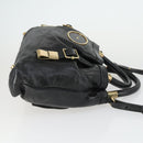 Chloe Victoria Hand Bag Leather 2way Black Gold Auth BA10246-4